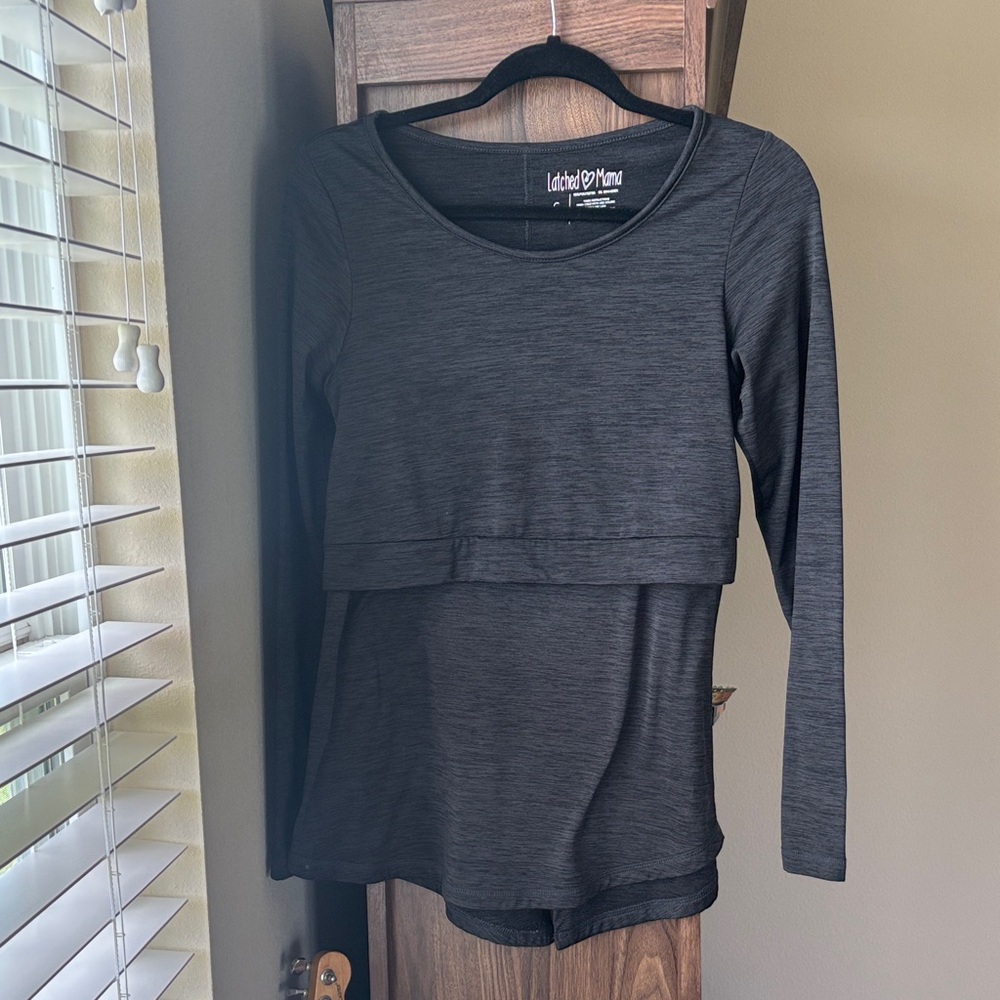 Latched Mama Dark Gray Long Sleeve Blouse